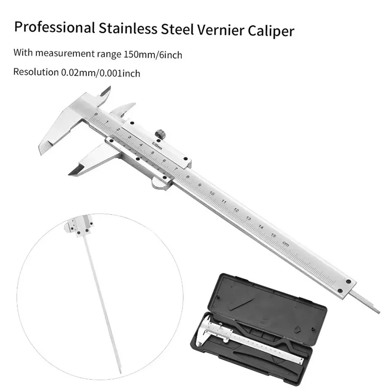 Digital Caliper 150Mm Stainless Steel - Professional สแตนเลสสตีล Vernier Caliper 0-150 มม.เลื่อนวัดเครื่องมือวัดภายในภายนอกความลึกขั้นตอนไมโครมิเตอร์