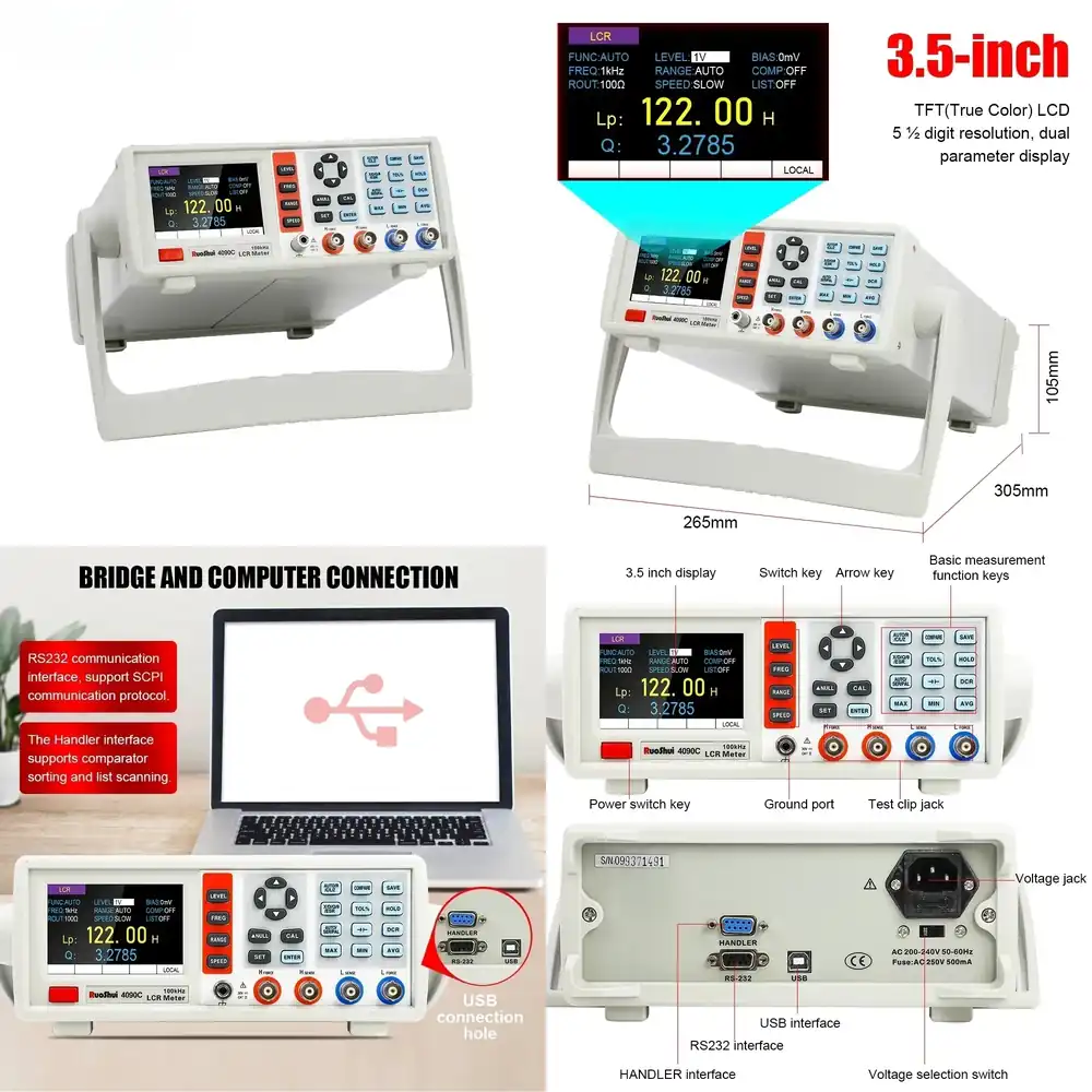 Test Instruments - เครื่องวัด LCR แบบดิจิตอลแบบตั้งโต๊ะ ความจุไฟฟ้า ความต้านทาน ความเหนี่ยวนำ