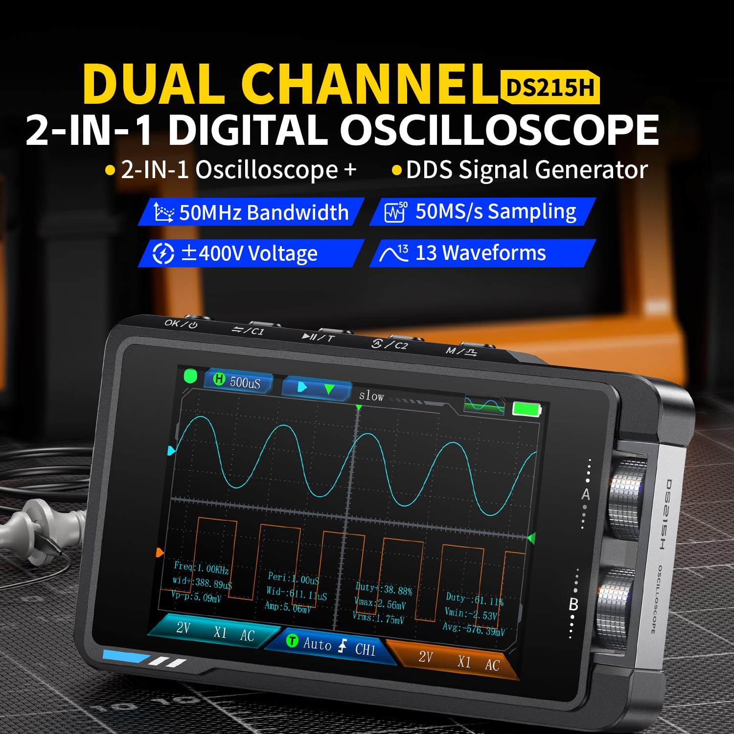 FNIRSI DS215H ออสซิลโลสโคปดิจิ - Fnirsi Digital Oscilloscope Handheld บทวิจารณ์และราคา