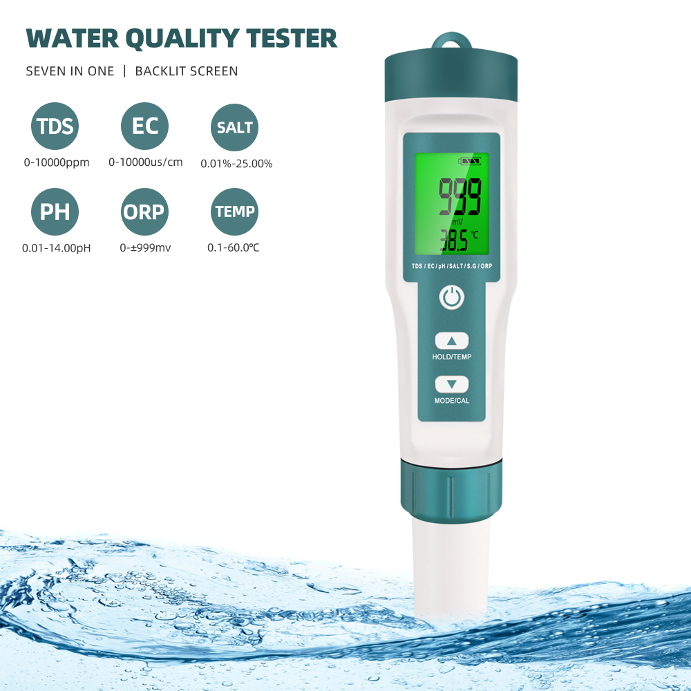 7 in 1 PH TDS EC ORP ความเค็ม  - Ph Meter Digital Water Tester บทวิจารณ์และราคา