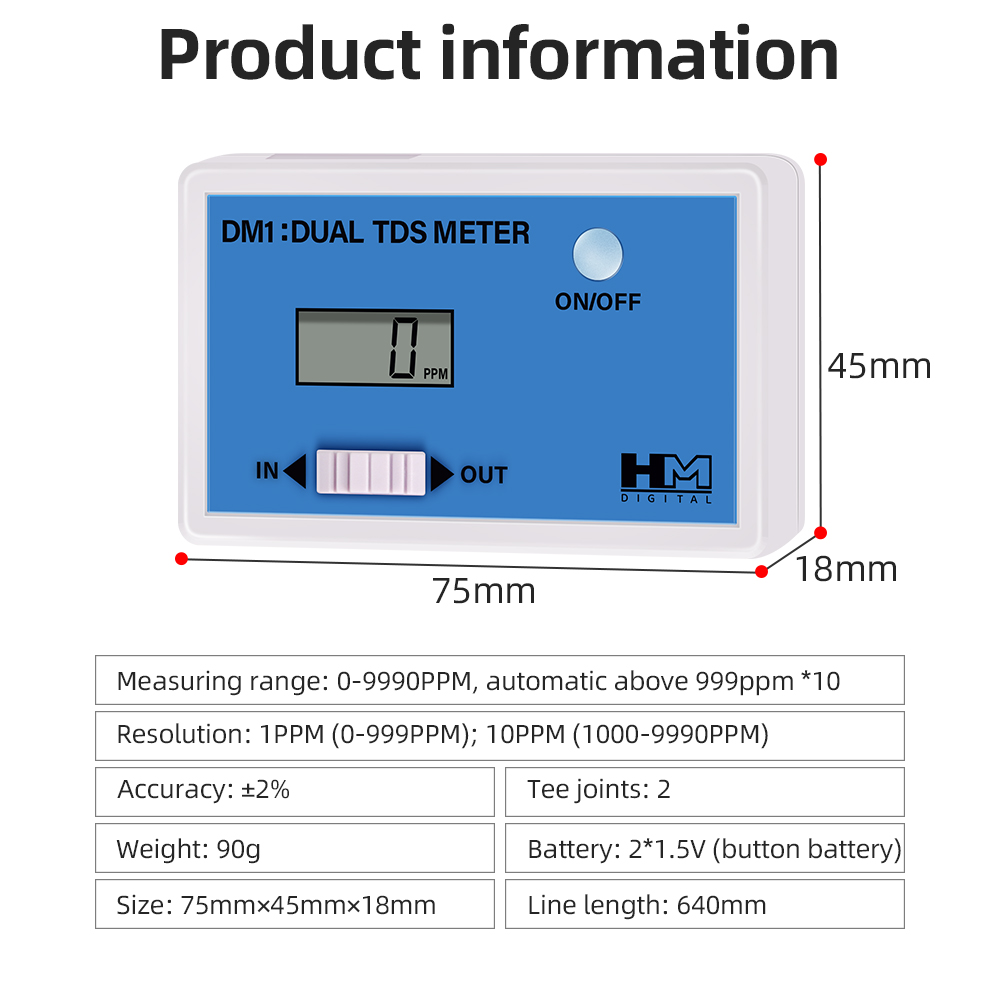 DM1 Dual TDS เครื่องทดสอบคุณภา - Ph Meter Digital Water Tester บทวิจารณ์และราคา
